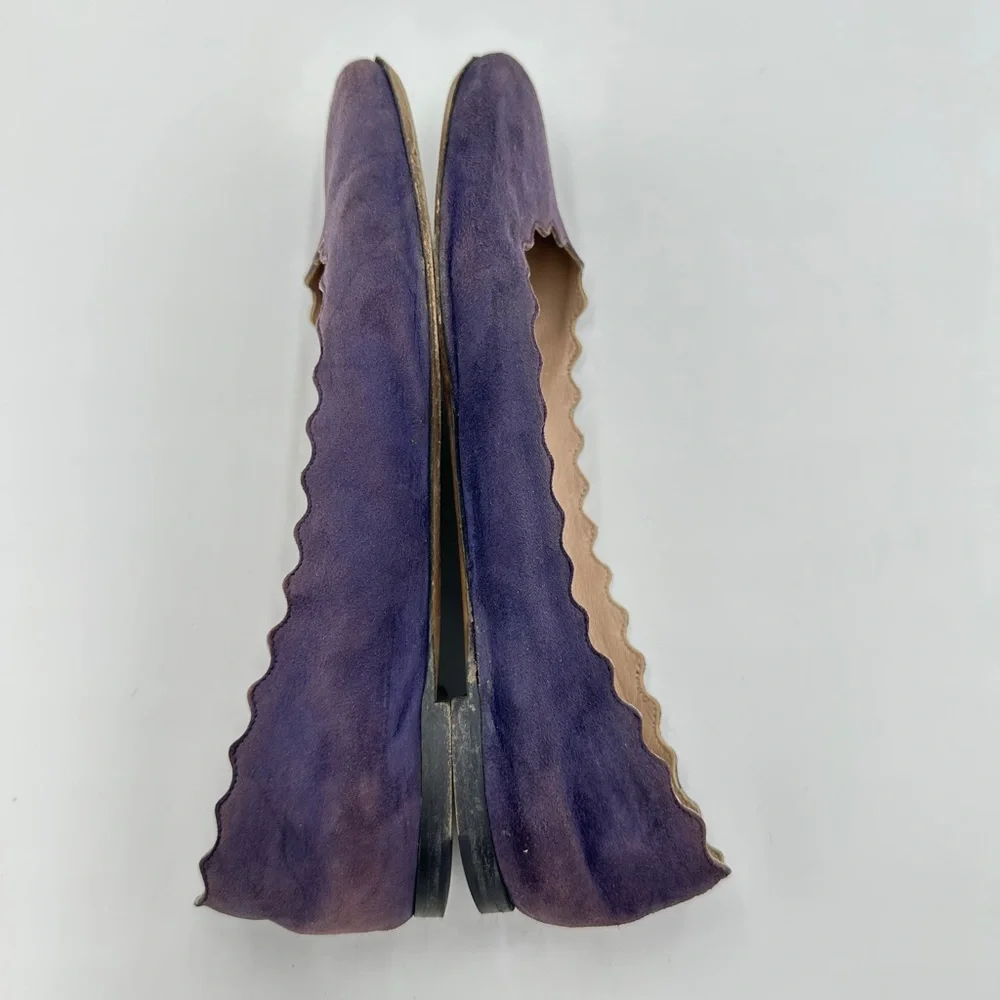 Chloé Suede Scalloped Accent‎ Ballet Flats suede purple ballerina 37.5 US 7.5